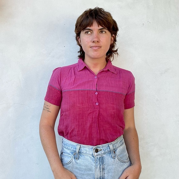 Pink Color Block button up - Picture 3 of 7